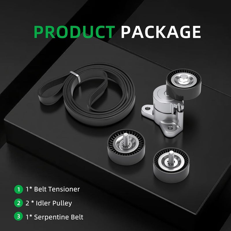 Riyhch 4PCS Drive Belt Tensioner Kit (with Belt) for Jeep Patriot Compass, for Dodge Avenger Caliber Journey 2008-2017, for Chrysler 200 Sebring 2007-2014, 1.8L/2.0L/2.4L L4, OE 39053 36322 36323 - Image 4